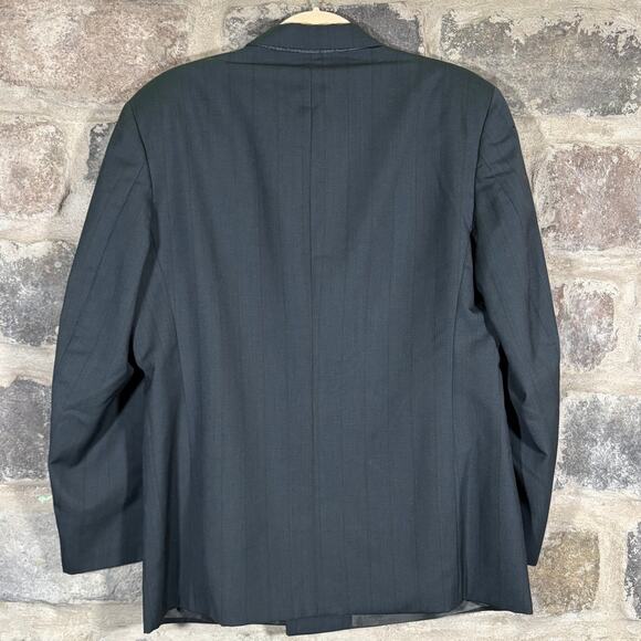 Givenchy Monsieur Double Breasted‎ Blazer Men's XL Gray Striped Jacket Coat Wool - Picture 5 of 16